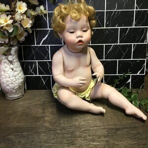 Porcelain Doll “Jen” – Adorable Red Curls – Clean as a Whistle!